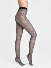 NEW WOLFORD Tights Lace Design Reese XS Black/Ash SEALED BOX