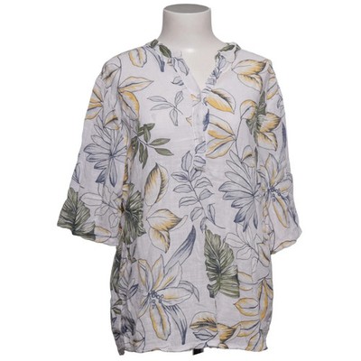 Three Stars, Bluse, Größe: L, Weiß/Mehrfarbig, Baumwolle/Leinen, Blumen #UK1