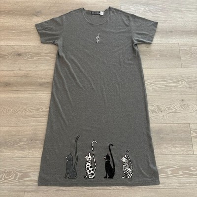 Needle & Thread Womens Gray Short Sleeve Cat Print Embroidered Dress Size 1X