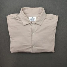 Mizzen Main Shirt Mens Large Tall LT Brown Plaid Trim Stretch Button Up Dress