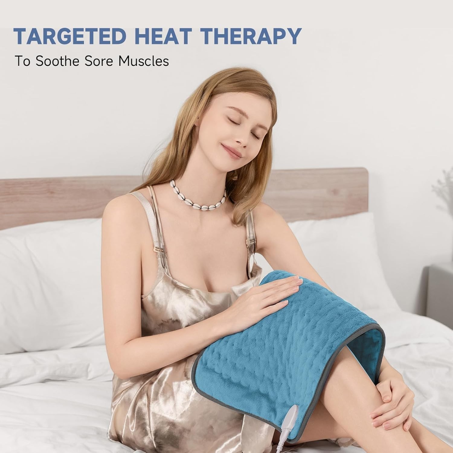 Electric Heating Pad for Back and Shoulder Pain Relief, Soft Heat Blanket wit...
