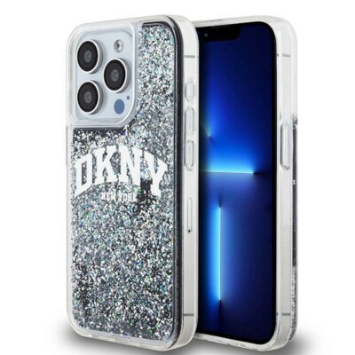 DKNY Liquid Glitter Big Logo Case für Apple iPhone 15 Pro Schwarz / Glitzer