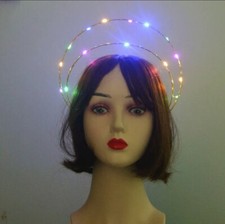 LIGHT UP MULTICOLOR , ANGEL Halo Crown Headband Gold Color 
