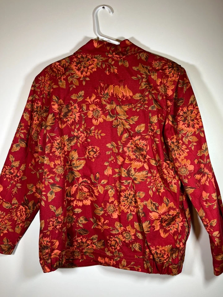 Alfred Dunner Red Leaves Floral Button Down Autumn Fall Jacket Women's Size 12 - Image 2 of 4