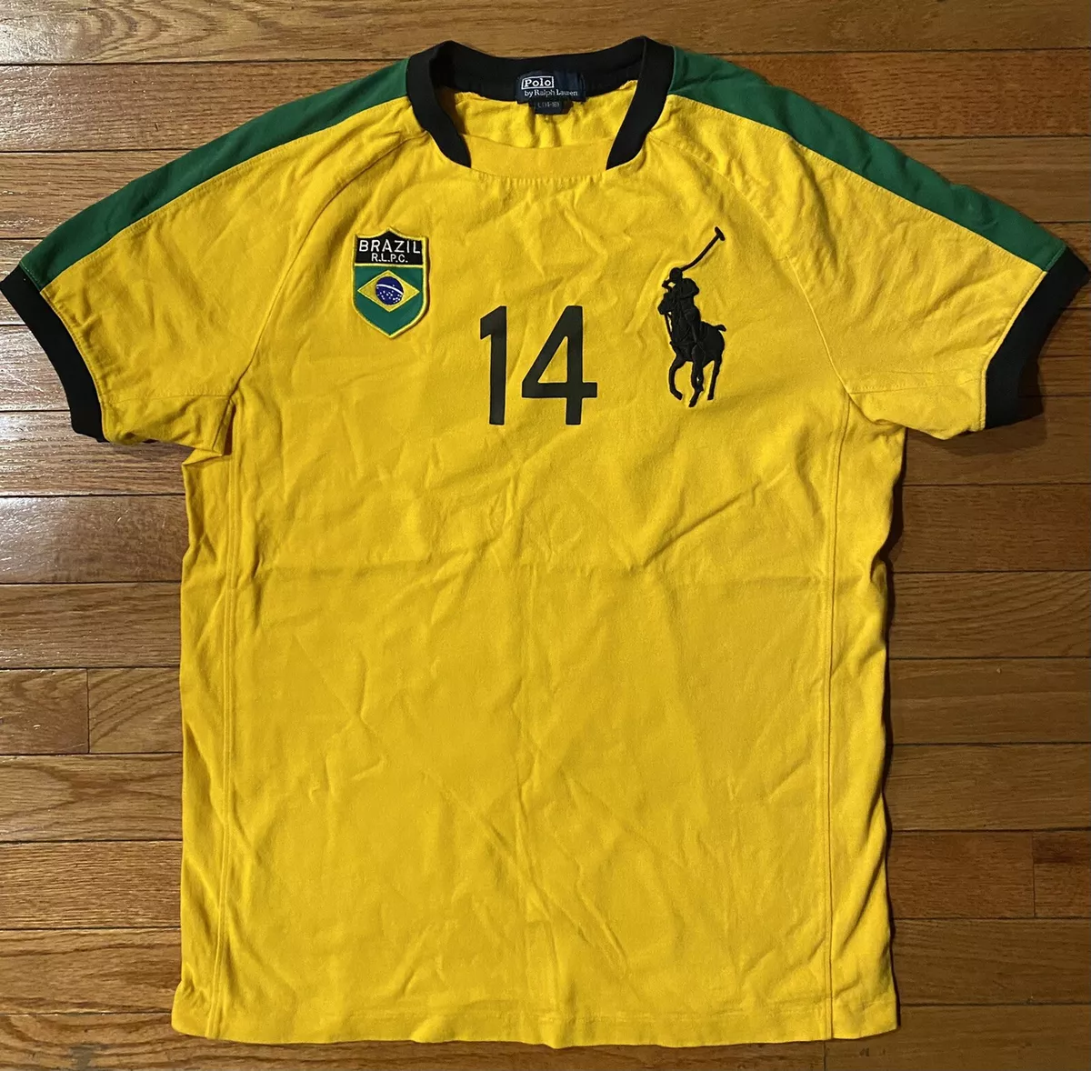 Polo Ralph Lauren Brazil Worldcup Boys Shirt Sz L 14-16 Youth