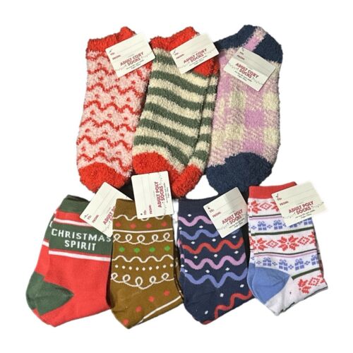 7 Pair Made for Retail Womens Adult Cozy Poly Fuzzy Socks One Size Fits Most New
