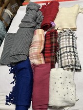 Lot of Scarves Winter 10 Assorted Colors Plaid Grandoe Inifinity Gray Red Pink