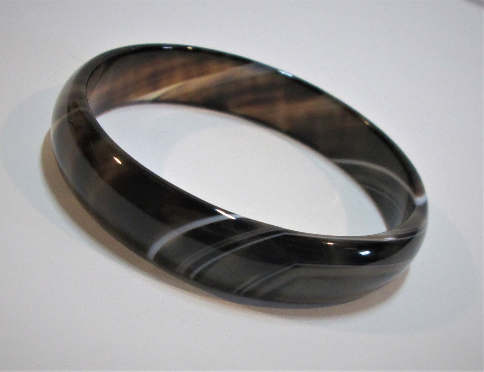 SOLID STONE BANDED AGATE BANGLE BRACELET VARIOUS … - image 8