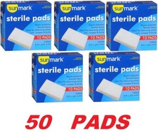 50 Sunmark Sterile Pads 4x4" Latex free 8-ply For cleansing cuts scrapes  burns