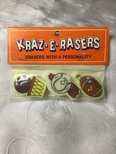 Vintage Sports Sealed Kraz-E-Rasers Novelty Erasers Baseball Basketball Football