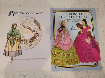 Amanda Goes West + Fashions Of The Old South Lot Of 2 Paper Doll Books UnCut NOS