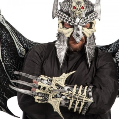 Skeleton Warrior Viking Helmet & Gauntlet Medieval Knight LARP Cosplay