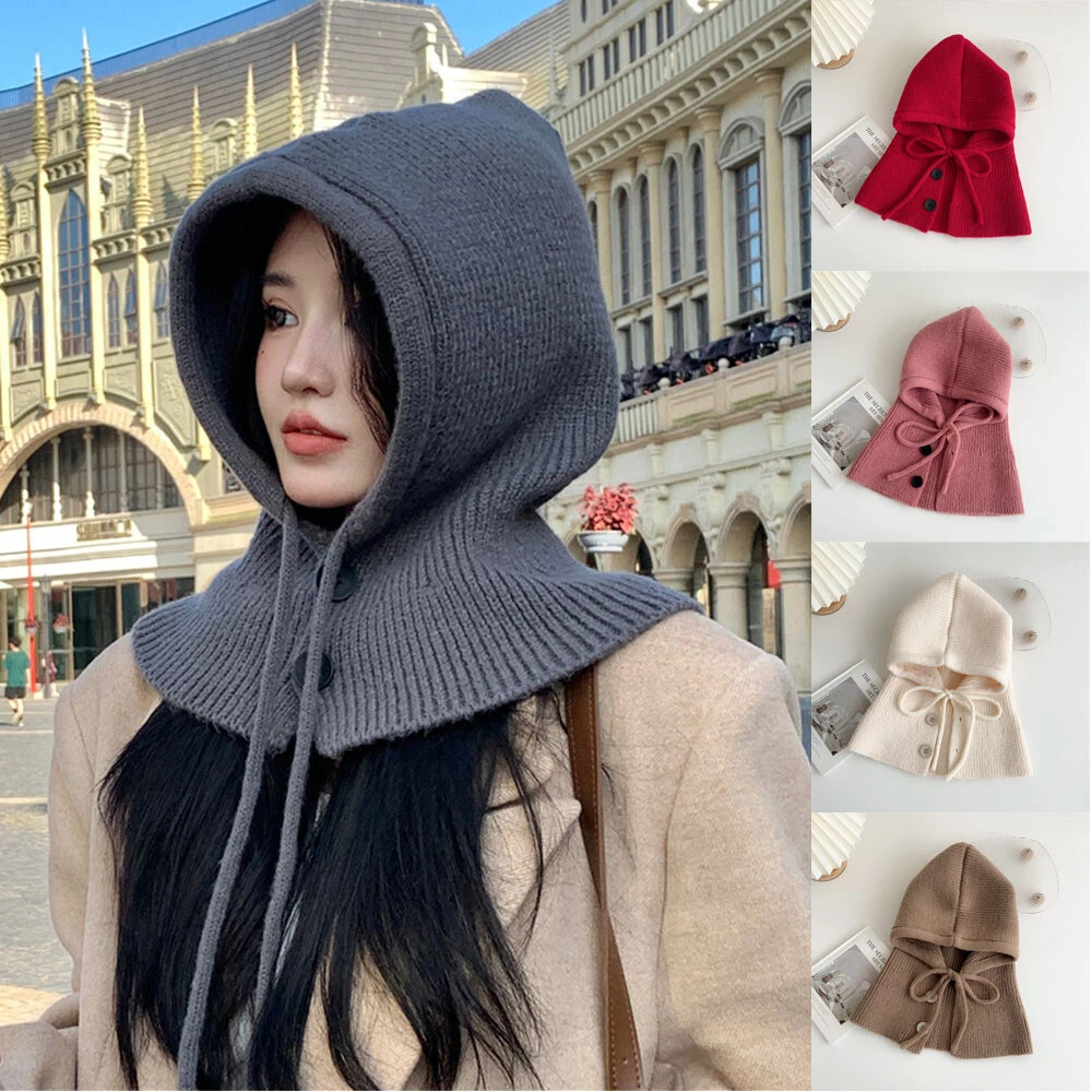 Muffler One Piece Knitted Scarf Hat Snood Ski Pullover Collar Cap Hooded Outdoor