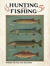 Vintage 1933 Hunting and Fishing Magazine Cover  Metal Sign FREE SHIPPING