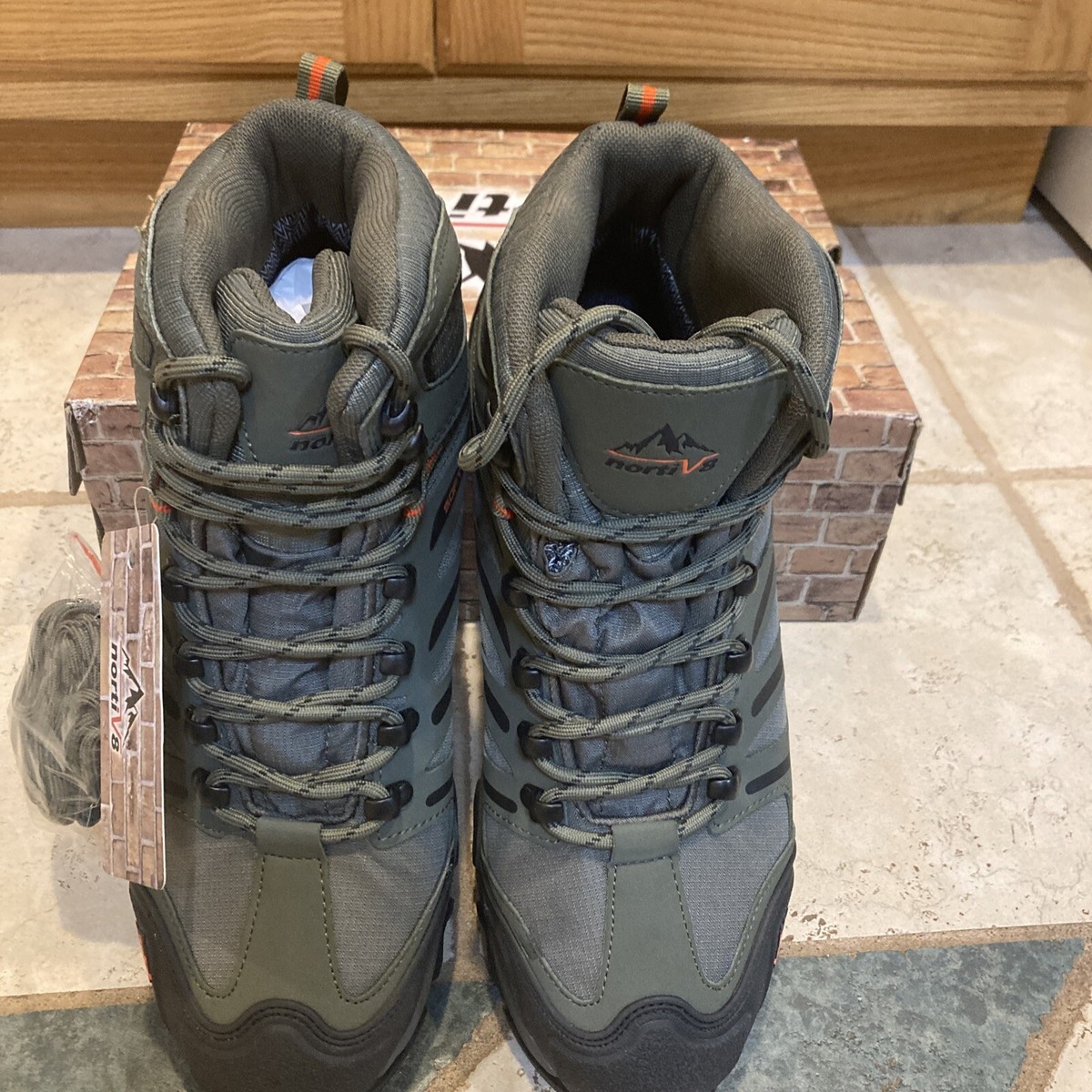 Men\'s Mid Ankle Hiking Boots Waterproof Outdoor Work Shoes‎ Army Green BK Sz 14 Men main image 2