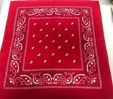 Red Paisley Bandana Face Mask Neck Scarf Head Wrap 22 x 22    LL