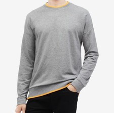  99 Calvin Klein Men Gray Long-Sleeve Sweater Pullover Crew-Neck Sweatshirt 2XL
