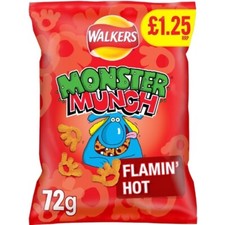 18x Monster Munch Flamin' Hot Snacks 72g