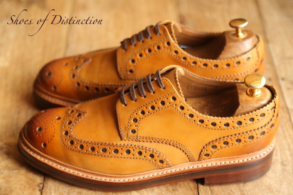 Grenson Tan Brown Leather Derby Brogue Shoes Men's UK 7 G US 8 EU 41 eBay