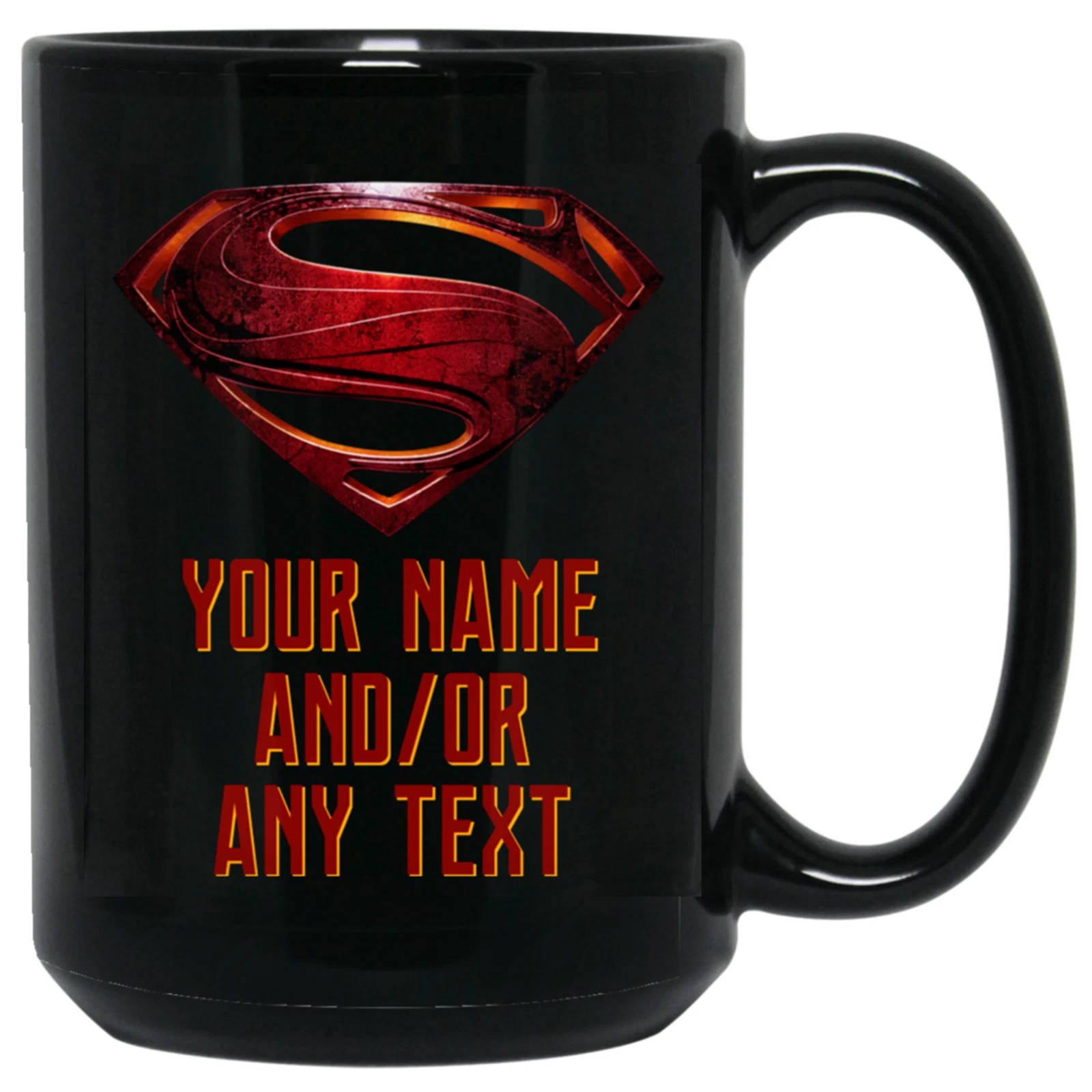 Custom Personalized Superman S Shield Kal El Black Ceramic Coffee Mug Cup