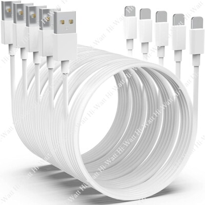 5 Pack 3Ft 6Ft USB Charger Cable Charging Cord Lot For iPhone 11 Pro XR 8 7 6 5
