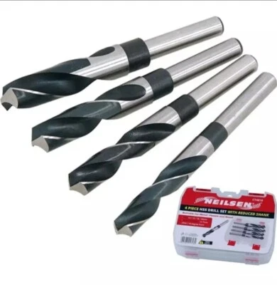 Neilsen 4pc HSS Drill Metal Bits Set Reduced Shank Twist Bit 1/2" 14mm - 20mm