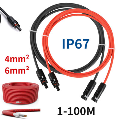 Solarkabel Verlängerungskabel 1m-100m PV Kabel 4mm² 6mm² Solarstecker Solarpanel