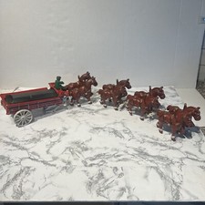 Vintage Die Cast Horse Drawn Wagon 8-Horses 1-Coachman