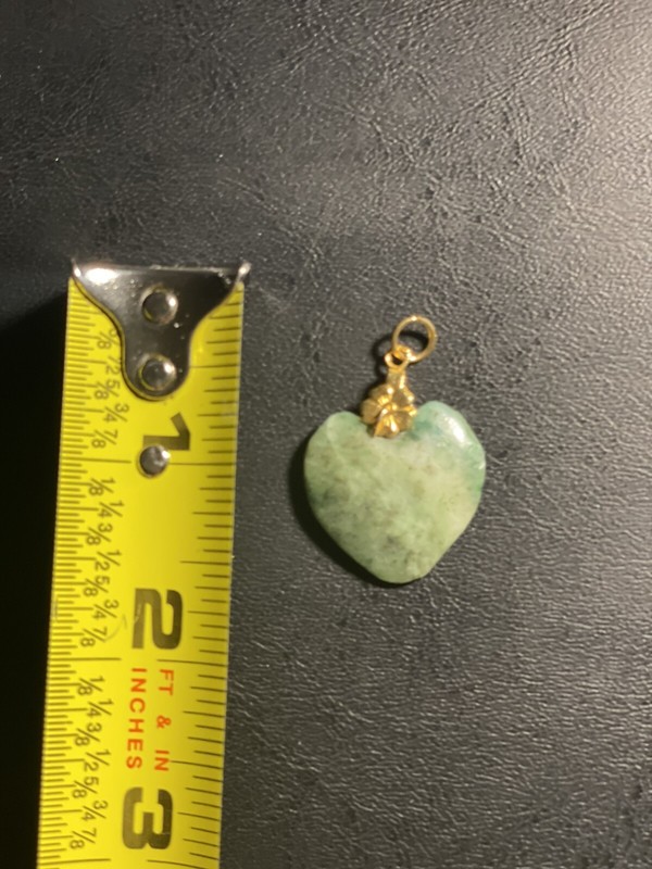 Vintage Jade Heart Pendant With Gold