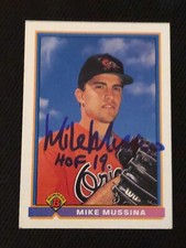 HOF MIKE MUSSINA 1991 BOWMAN ROOKIE SIGNED AUTOGRAPHED CARD #97 ORIOLES