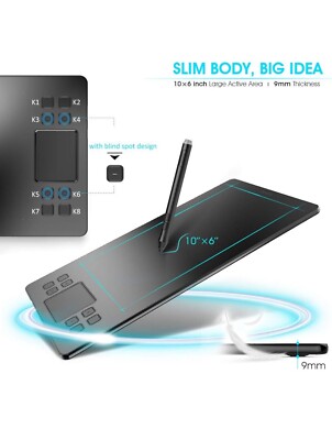 VEIKK A50 Graphics Drawing Tablet W/ 8192 Pressure Sensitivity Battery-Free Pen