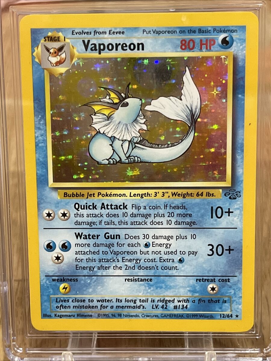 Vaporeon Holo Rare Vintage Pokemon Card Jungle Set 12/64 Vaporeon Holo Rare Vintage Pokemon Card Jungle Set 12/64