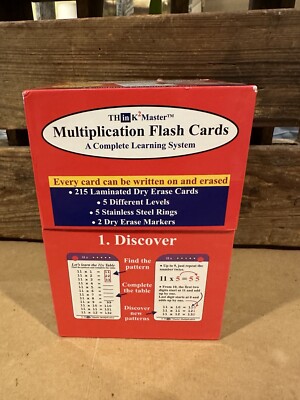 Think2Master Premium 215 Laminated Multiplication Flash Cards All 0-12 X Learn