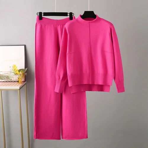 Women Leg Pant Suit Two Piece Sets Knitwear Sweater Tracksuits Sweater - Picture 27 of 42