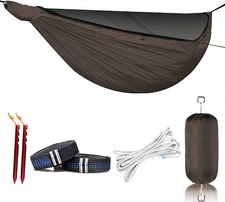 11Ft Camping Hammock with Mosquito Net and Adjustable Ridgeline, Lightweight Por