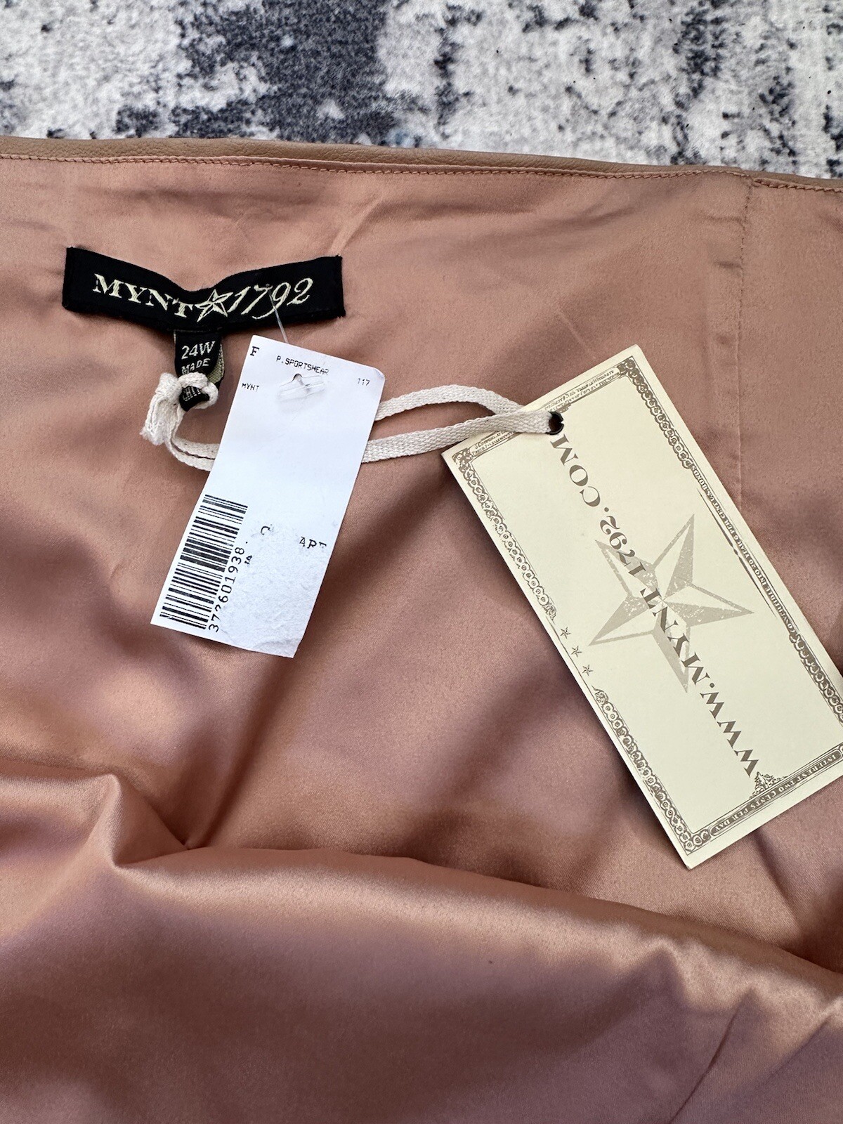 MYNT 1792 Camel Pleather Skirt W/ Cut Out Triangle Pattern Women’s Size 24W