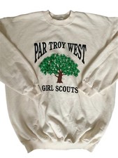 Maglione pullover donna Par Troy West ragazza scout stampa albero avorio taglia large