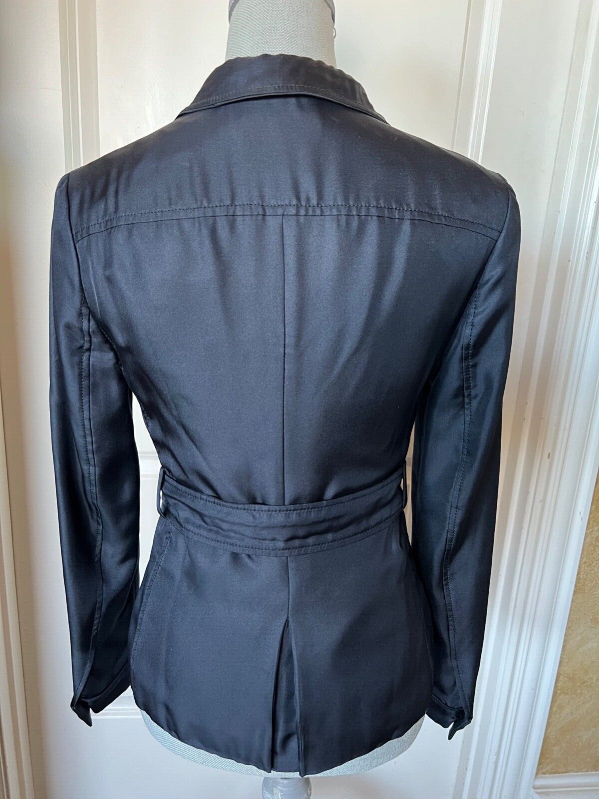 Prada Navy Silk Button Down Single Breasted Jacke… - image 2