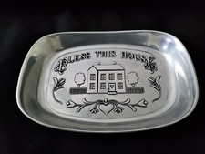 Pewter vintage Wilton PA USA RWP Bless This House Bread Tray 9-3/8"