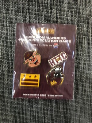 Washington Commanders  (4) Pin Set / Shirt  2023 Fan Appreciation Game SGA HTTC