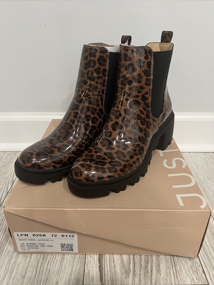 k JF JustFab Cheetah Leopard Animal Print Roonie Women's Boots Size