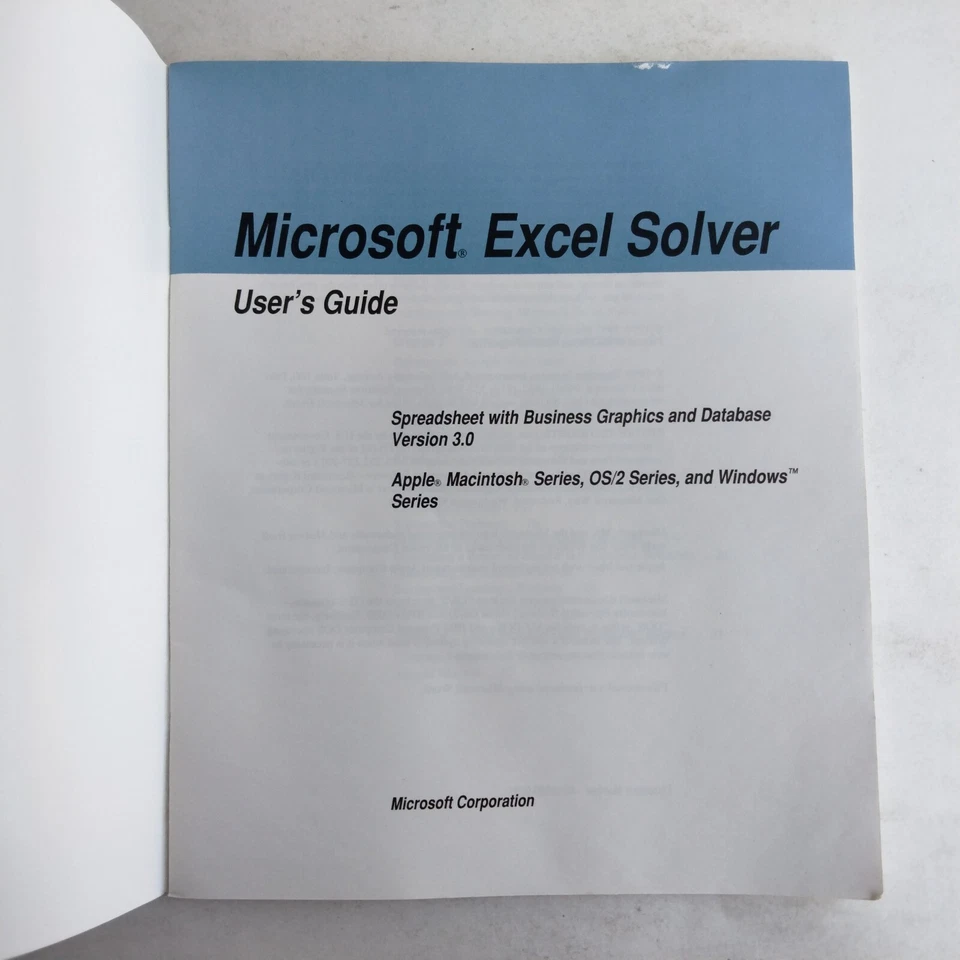 Microsoft Excel Solver User Guide Version 3.0 Macintosh Os2 In Windows - Image 2 of 4
