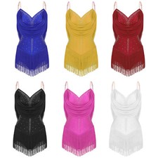 Women Dress Salsa Bodysuit Ballet Costume Performance Leotard Cutout Dancewear
