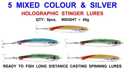 5 GEMISCHTE STINGER KÖDER 40g WILD GROB MEERESANGELN SPINNER HECHT BARSCH MAKREREL