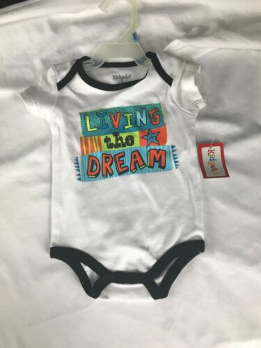 Kidgets Size 0/3M One Piece "Living the Dream" Baby Toddler Clothes White