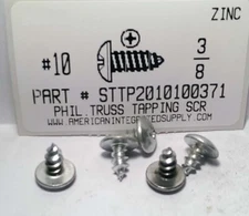 #10x3/8 Truss Head Phillips Tapping Screws Steel Plated (50)