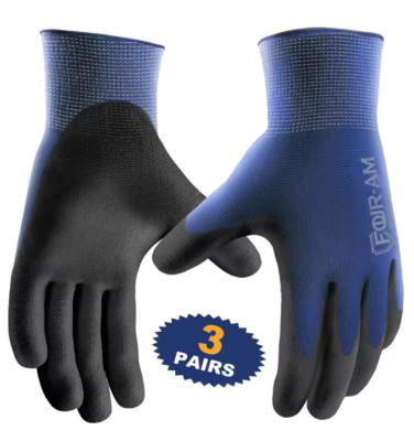 PU-beschichtete Arbeitshandschuhe, 3 Paar, rutschfest, atmungsaktives Nylon, sicher