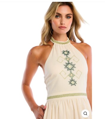 allison new york embroidered dress ALLISON NEW YORK EMBROIDERED MILEY HALTER DRESS