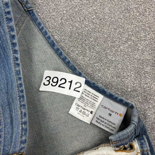 Carhartt Dungarees Kids Size 10 28x18 Blue Bib Denim Sanforized Overalls Youth - Picture 7 of 10