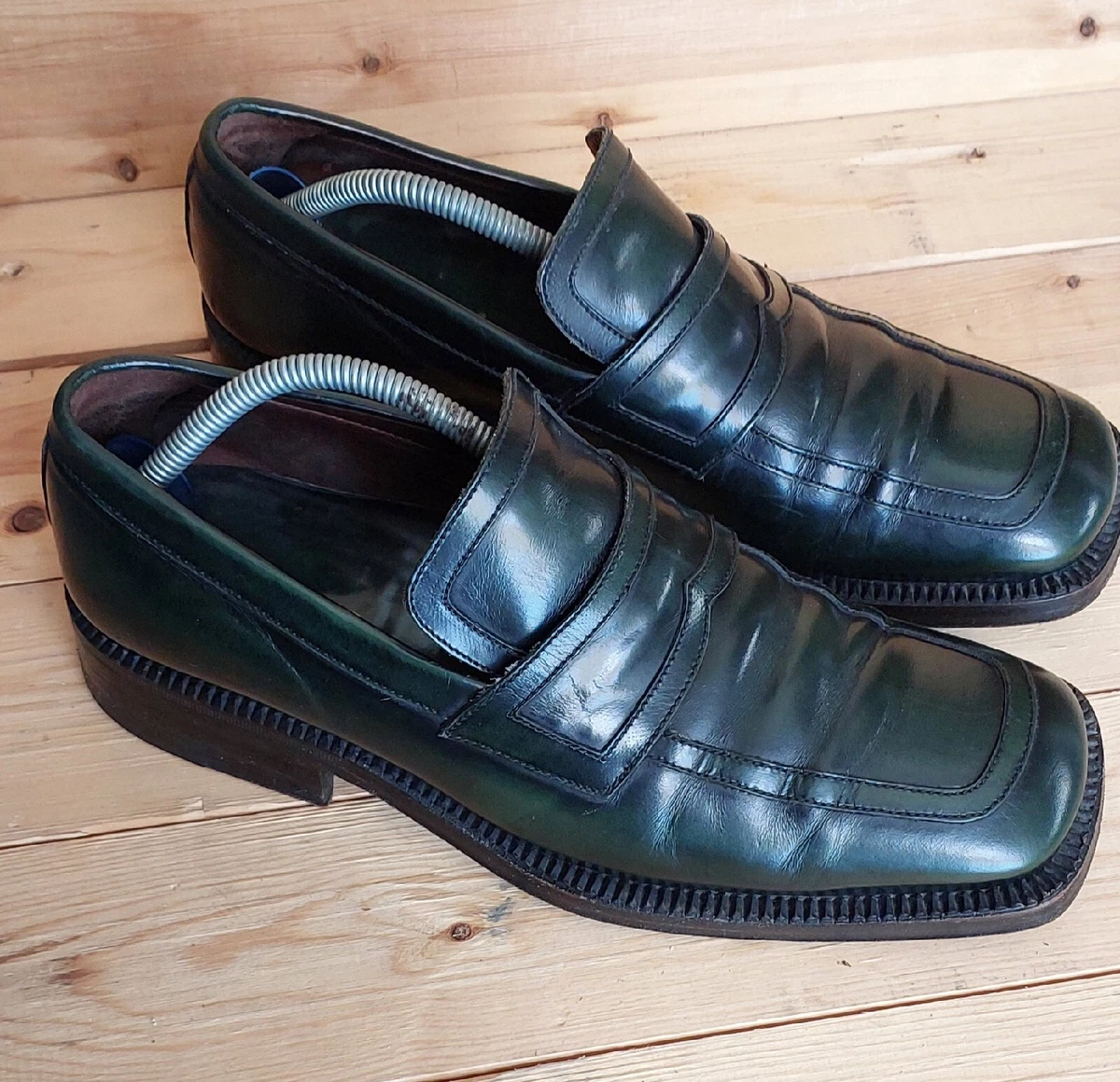 mens Prada green Leather Penny Size 9 | eBay